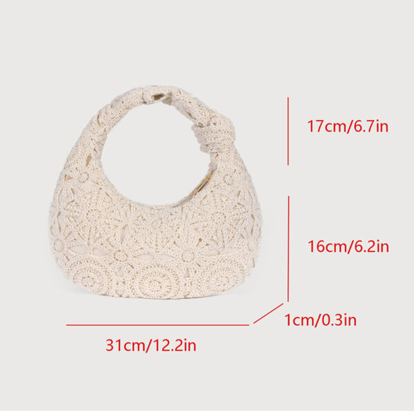 Artistic Style Hollow Pattern Cotton Thread Leisure Commute All-match Crocheted Holiday Women's Handbag