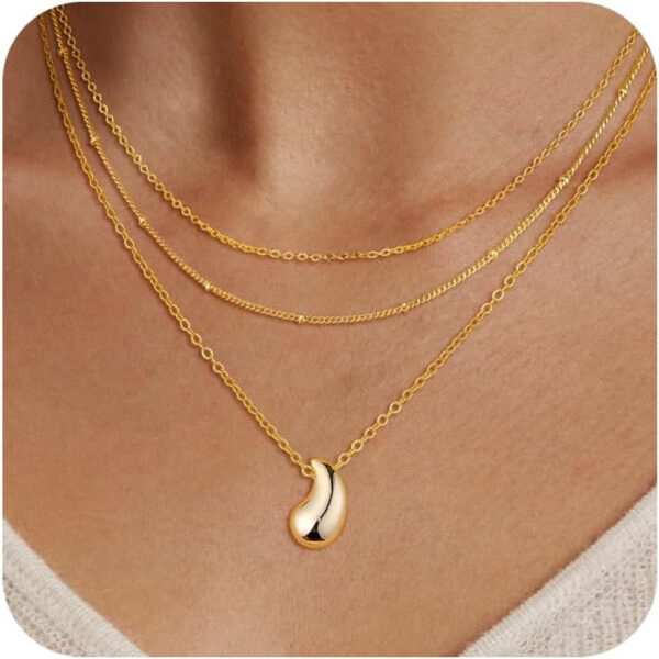 Layered Clip Necklace Electroplated Circle