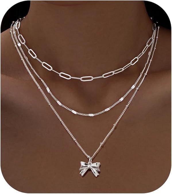 Layered Clip Necklace Electroplated Circle