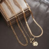 European And American Coin Snake Bone Three-layer Necklace For Women