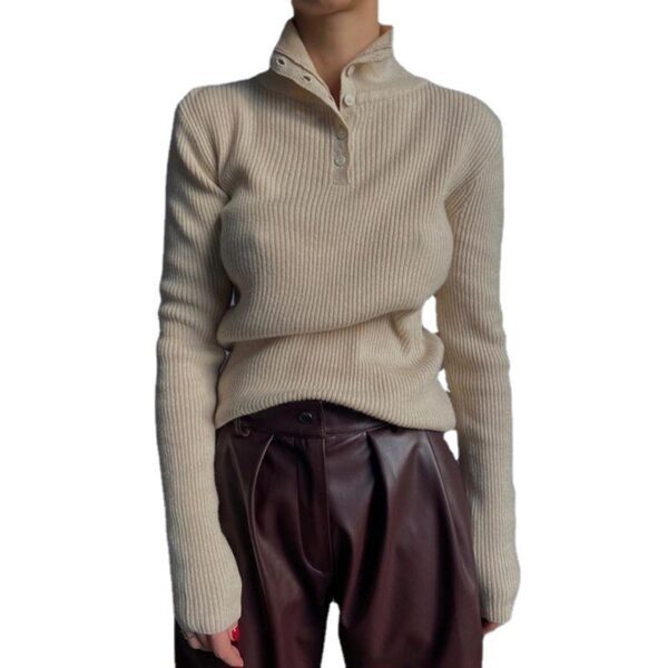 1d19a964-019f-41e5-99f9-5fe08611e284.jpg Retro Breasted Half Turtleneck Pullover Base Sweater