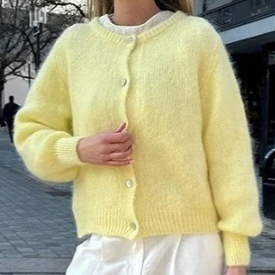 Round Neck Single-breasted Cardigan Women's Sweater