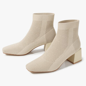 3c851fd5-b075-4c39-8503-c69086e19f4b.jpg All-match Stretch Knitted High Heel Solid Color Chunky Heel Square Toe Booties Women