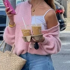 Round Neck Single-breasted Cardigan Women's Sweater