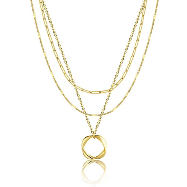 Layered Clip Necklace Electroplated Circle