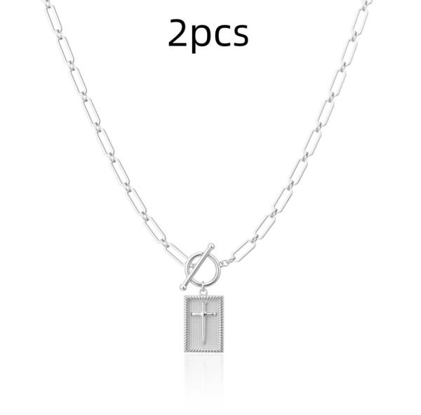 4da0d094-8694-4c32-8923-d35cd0011dbc.jpg Clip Necklace Stainless Steel Cross Square Pendant Necklace