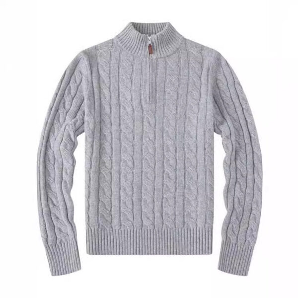 Small Embroidered Men's Sweater Half-height Zip Knitwear Business