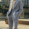 Blue And White Striped Suit Set