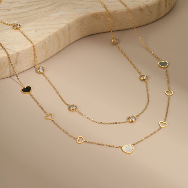 Agate Fritillary Hollow Heart Clavicle Chain Inlaid Zircon All-match Exquisite