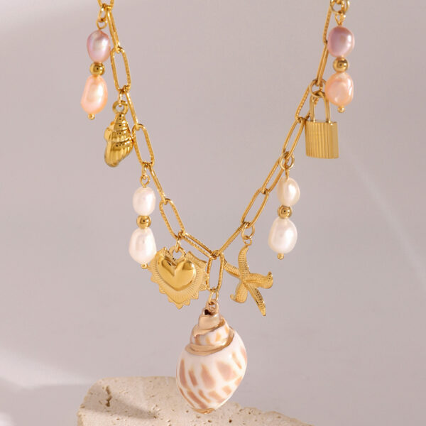 Stainless Steel Love Pearl Pendant Necklace Cute Jewelry