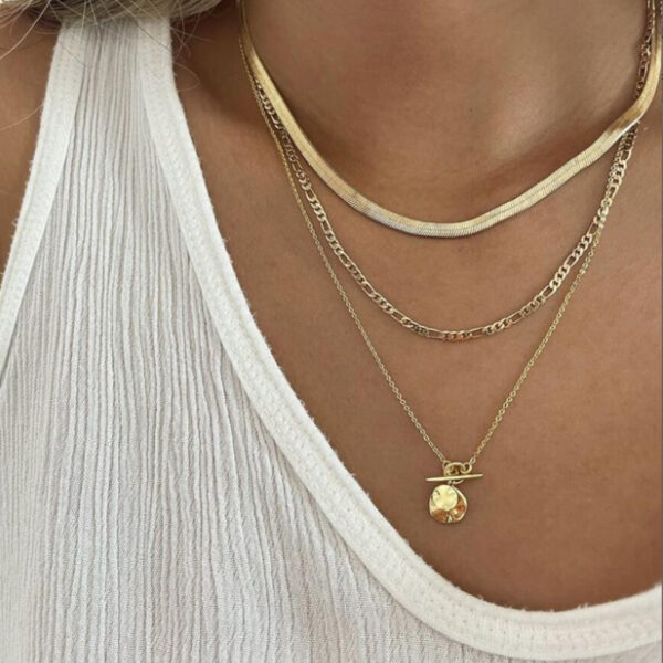 European And American Coin Snake Bone Three-layer Necklace For Women