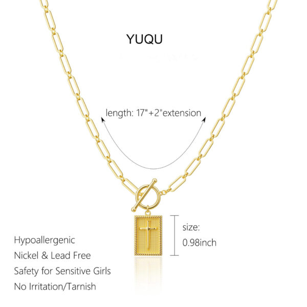 O1CN014N3aUy26YI5OzXwRG_2219969897673-0-cib.jpg Clip Necklace Stainless Steel Cross Square Pendant Necklace