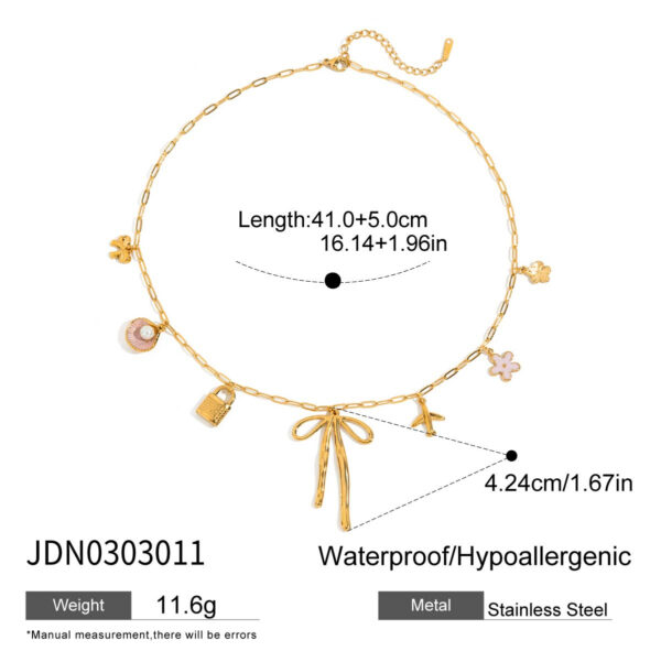 O1CN01AaGtOT1VWn0GKyM2Q_2212948222661-0-cib.jpg Bow Pendant Necklace Stainless Steel Personality Simple