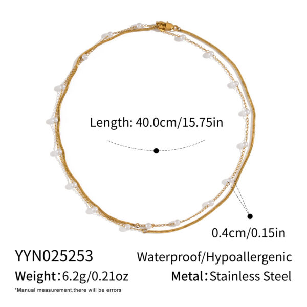 Retro Multi-layer Twin Pearl 18K Gold-plated Stainless Steel Necklace