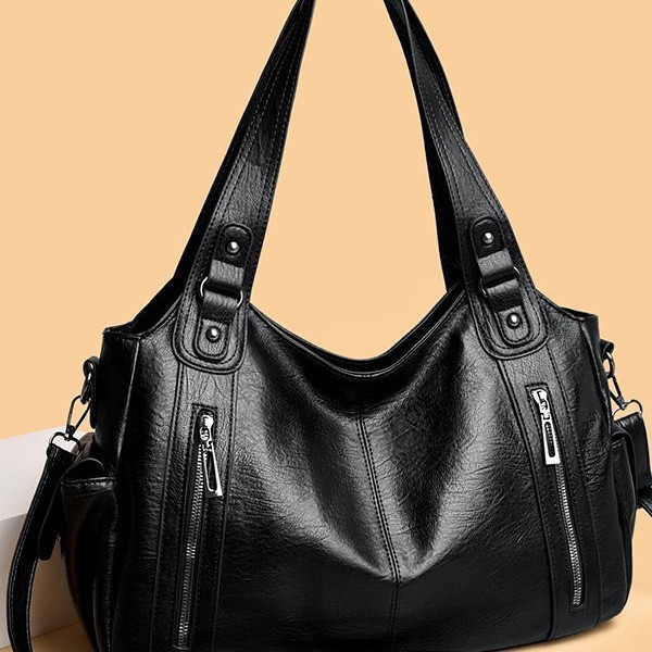 ad90dd36-0c41-4118-b684-59ac92962042.jpg Retro Solid Color Simple Textured One-shoulder Bag Large Capacity Women