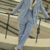 Blue And White Striped Suit Set