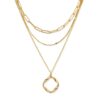 Layered Clip Necklace Electroplated Circle