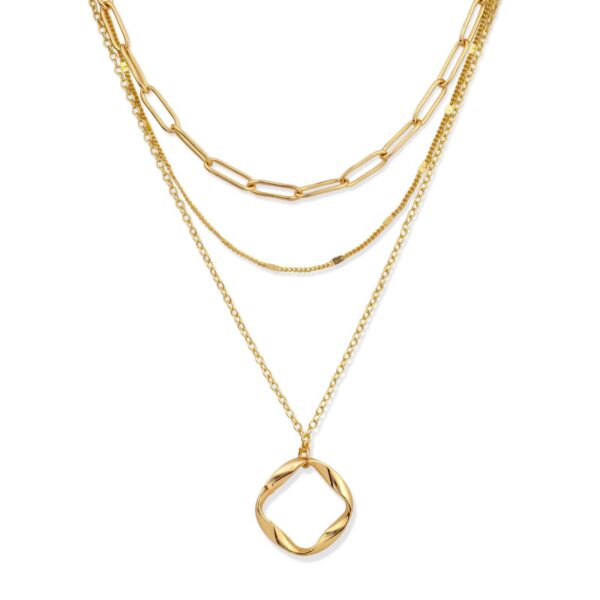 Layered Clip Necklace Electroplated Circle