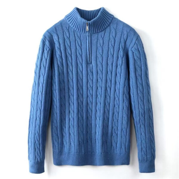 Small Embroidered Men's Sweater Half-height Zip Knitwear Business