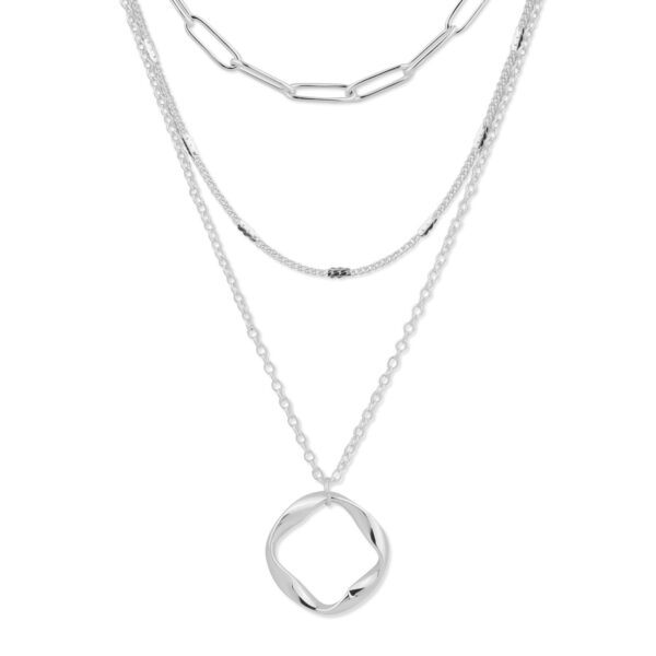 Layered Clip Necklace Electroplated Circle