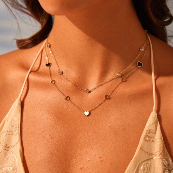 Agate Fritillary Hollow Heart Clavicle Chain Inlaid Zircon All-match Exquisite
