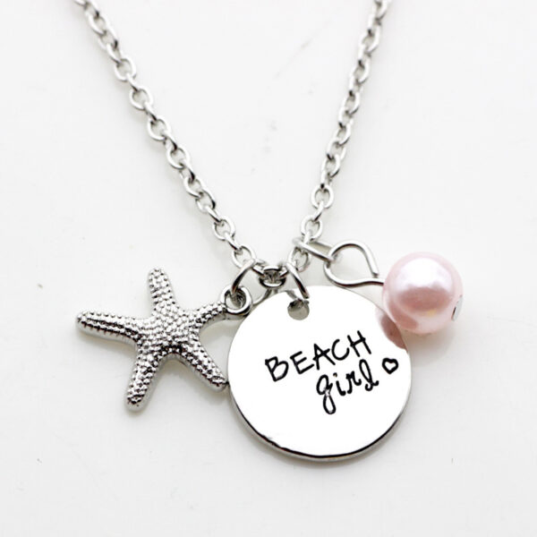 Fashion Letter Beach Girl Starfish Pendant Necklace