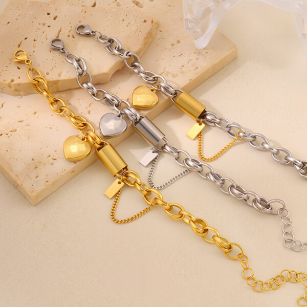 Versatile Titanium Bracelet With A Heart-shaped Pendant