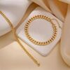 Cuban Chain Anklet  Stainless Steel Stackable Double-layer Foot Jewelry
