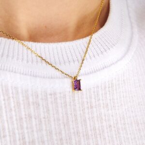98b09d0a-e653-4aab-a9dd-f3a7836f4092.jpg Titanium Steel Necklace Rectangular 12month Birthday Stone Pendant Necklace