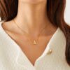 Stainless Steel A- Z Pendant Necklace 26 Letter Necklace Elegant Graceful